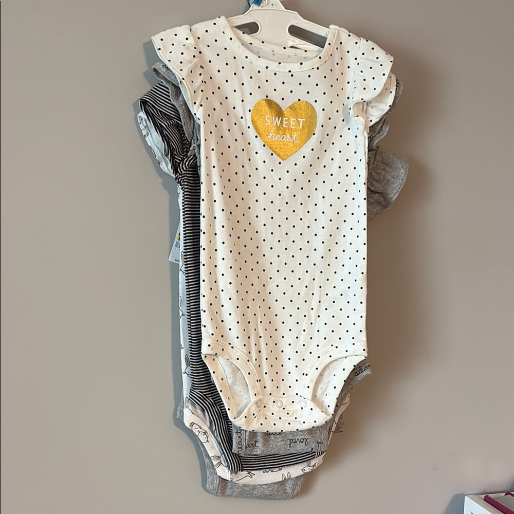 5 NWT Carter’s Girl Onesies, Neutral Colors